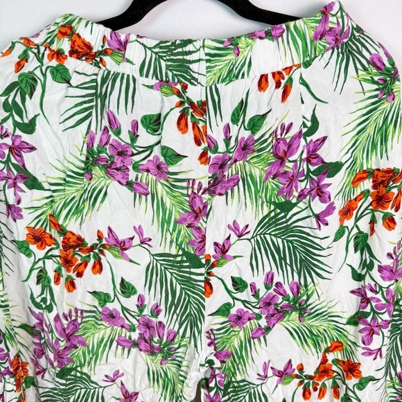 2/$15 New Look Women Floral Wide Leg Capri Pants Tropical Floral sz Large Flowy - Picture 8 of 8
